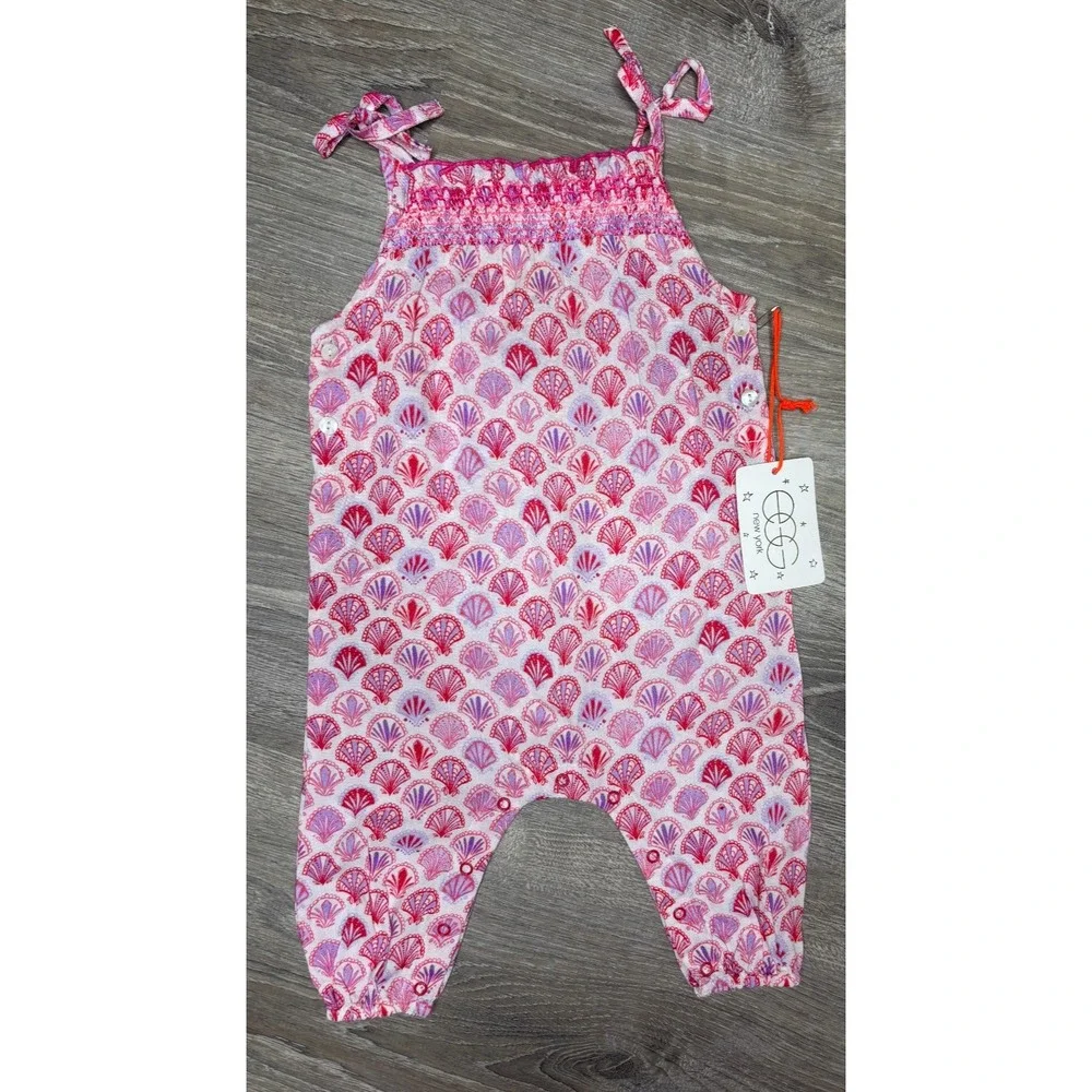Egg New‎ York Baby Infant Girl Pink Sleeveless Seashell Beach Romper Sz 6 months